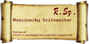 Roszinszky Szilveszter névjegykártya