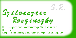 szilveszter roszinszky business card